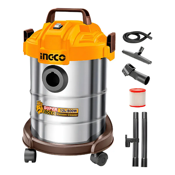 Producto - Aspiradora 12lts 800w 220v Tanque Acero Inoxidable - INGCO - VC14122-4