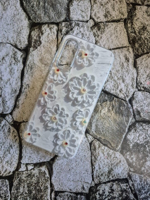Producto - Funda tpu flexible flores Samsung A26 blanca