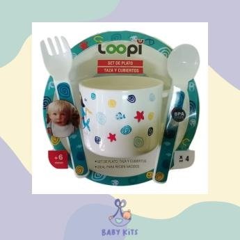 Producto - 9175 LOOPI SET PLATO, CUCHARA Y TENEDOR