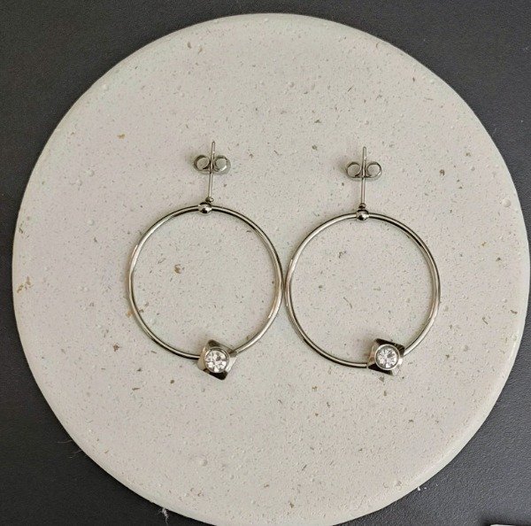 Producto - Argollas Circulo Grande con Cubik Rombo