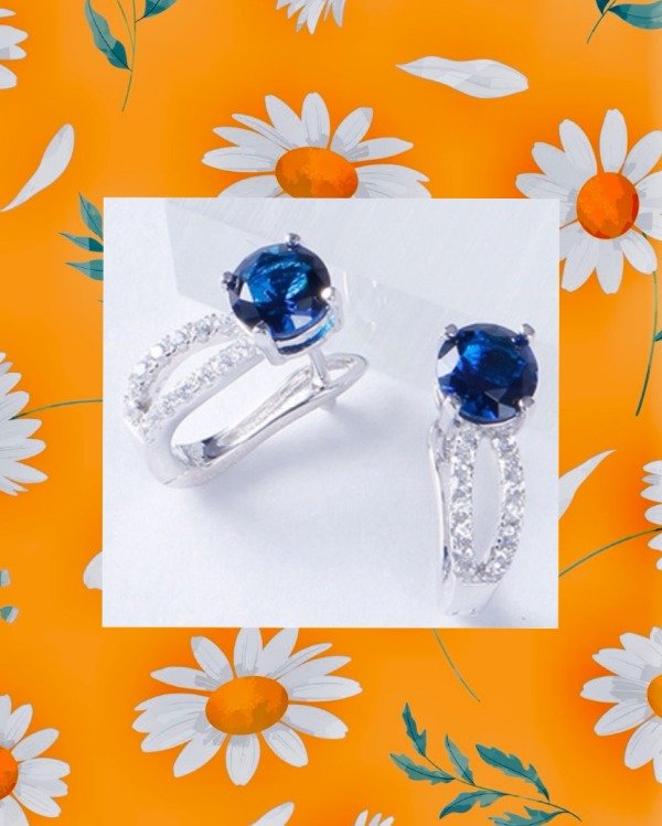 Producto - Aros de plata 925 argolla de diseño importante c/zirconio Azul