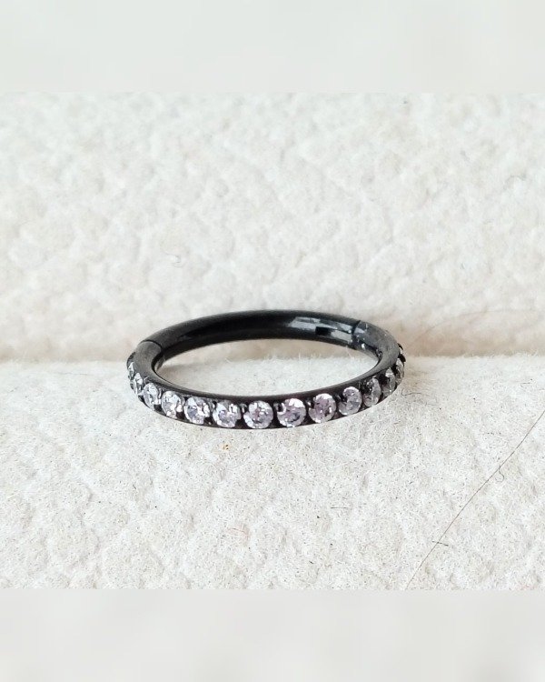 Producto - Argollita. Micro Cubic Negro. 10 mm