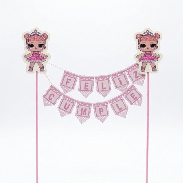 Producto - Topper banderin muñeca LOL rosa