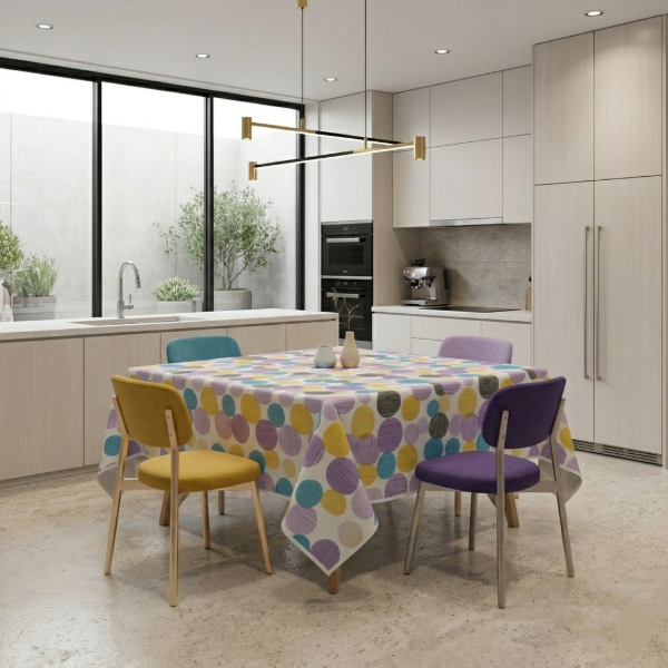 Producto - Mantel Cuadrado de Pvc 1,30 x 1,30 mts "Círculos"