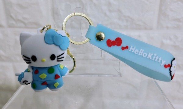 Producto - Llavero Hello Kitty celeste Goma 3D