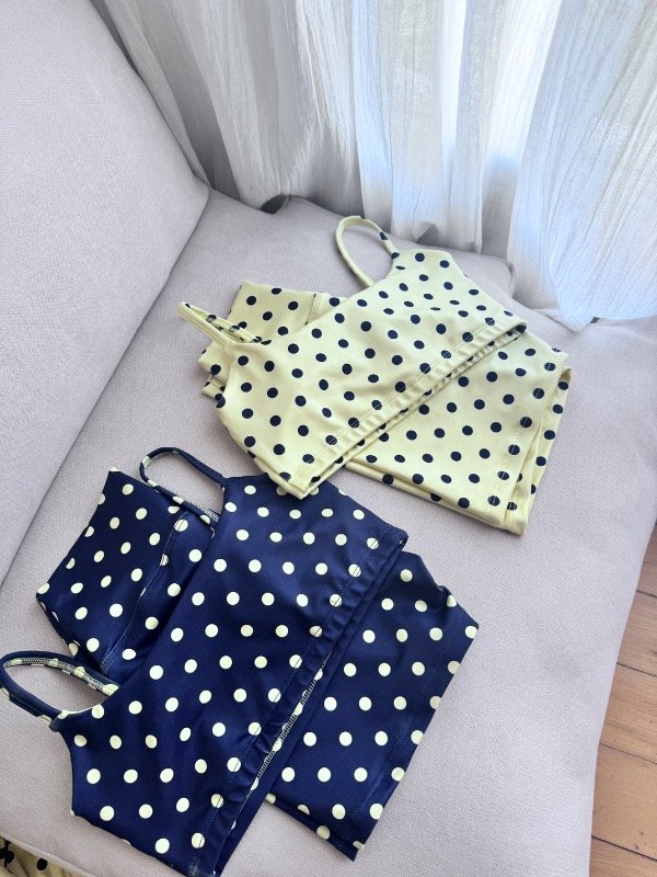 Producto - Set Deportivo Lunares Amarillo Pastel Azul Marino