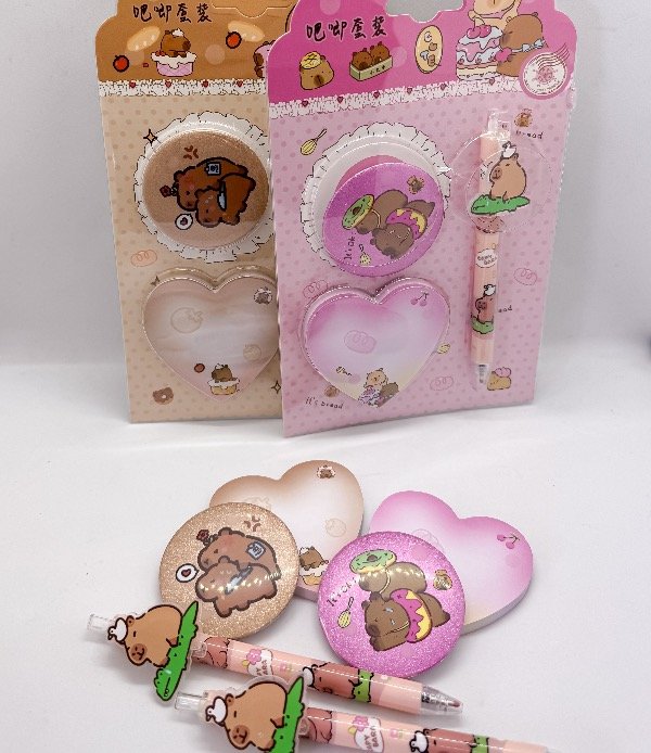 Producto - Set Carpincho lapicera, post it y pin Pack x16