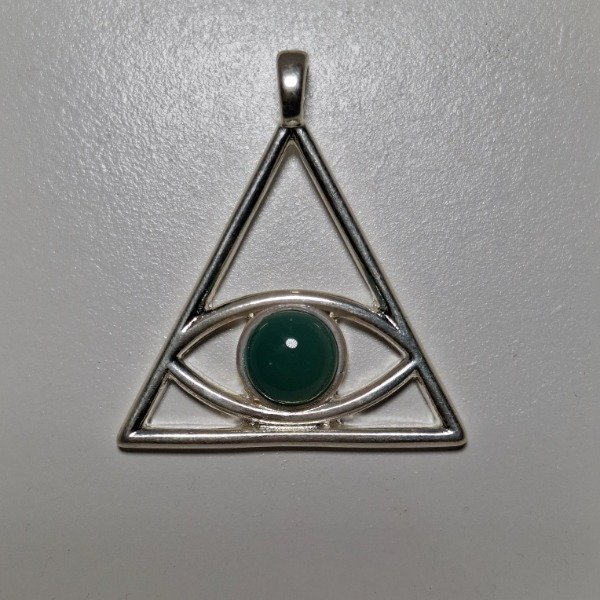 Producto - Triangulo baño de plata/ agata verde