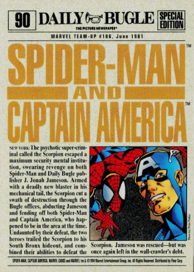 Producto - 1994 Fleer The Amazing Spider-Man  #90 - Spider-Man and Captain America - 1