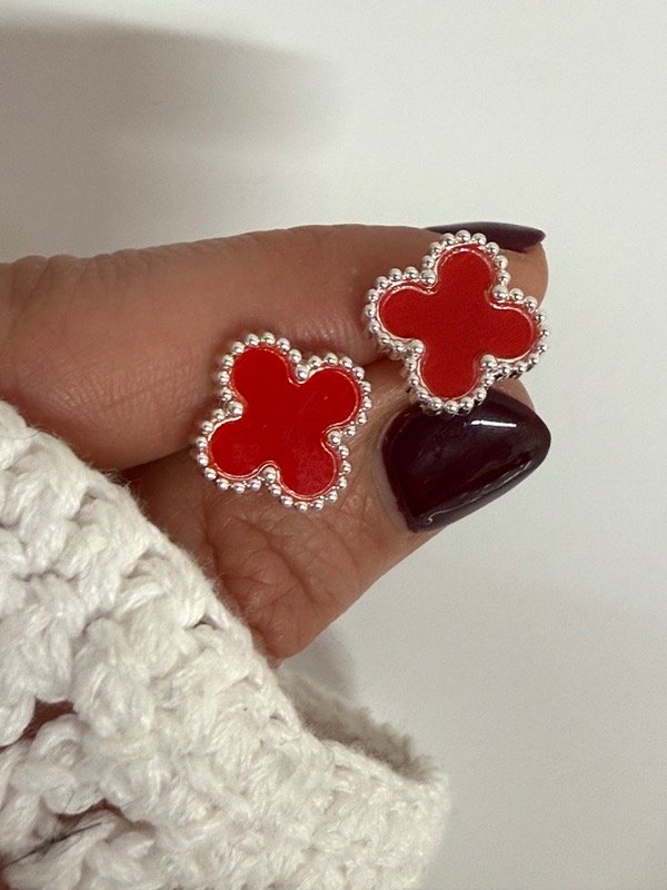 Producto - AB1538 Aros Van Cleef color rojo acero blanco