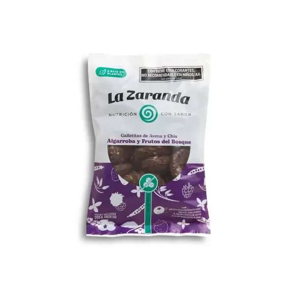 Producto - Galletitas de Avena y Chía con Algarroba y Frutos del Bosque La Zaranda 200gr