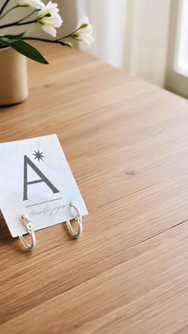 Producto - Aritos argollas ACERO BLANCO 15mm AA141