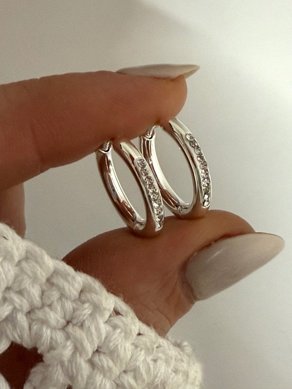 Producto - AB1568 Aros click 1,8 cm acero blanco con strass