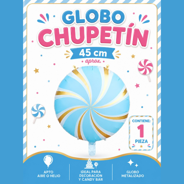 Producto - GLOBO CHUPETIN CELESTE - 45 CM - UNIDAD