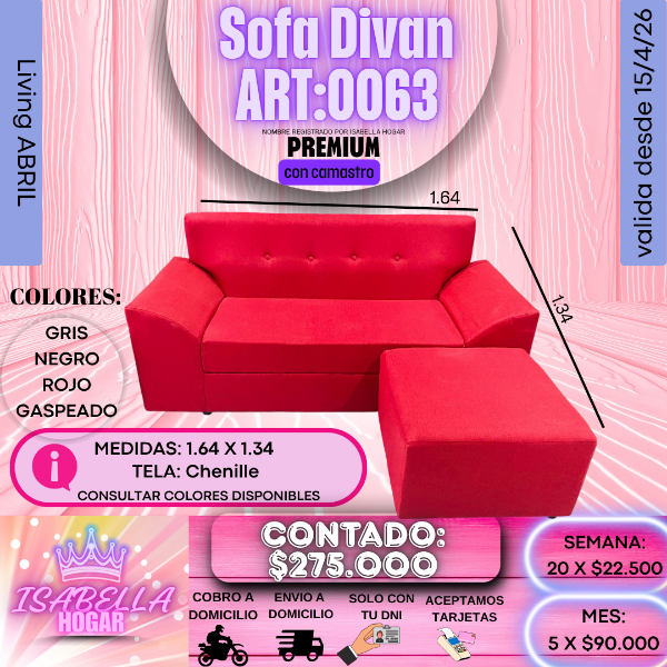 Producto - SOFA DIVAN PREMIUM CON CAMASTRO COLORES VARIOS!