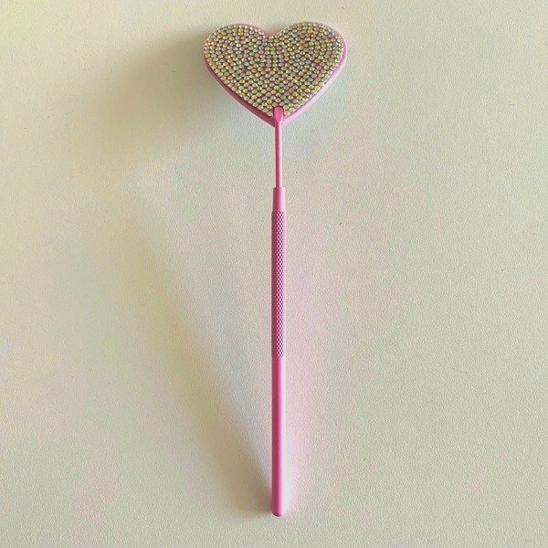 Producto - Espejo para Extensión de Pestañas - Corazon con Brillos - Rosa