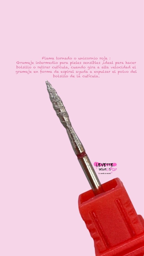 Producto - FRESA MANICURIA RUSA FLAMA UNICORNIO O TORNADO ROJA