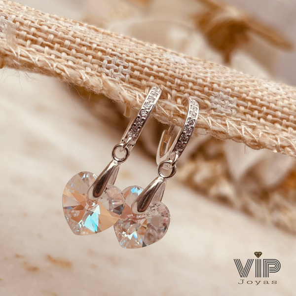 Producto - Aros Argollas Huggies Corazón Blanco Plata 925