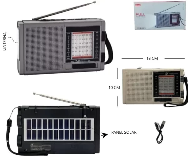 Producto - Radio con linterna y panel solar