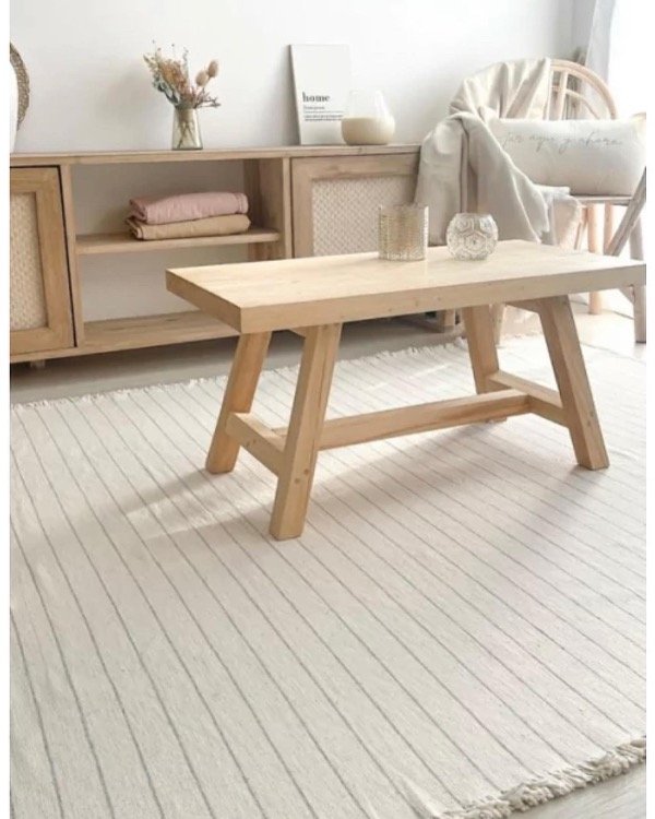 Producto - ALFOMBRA CALI BLANCA RAYAS GRISES 1,50 x 2 metros