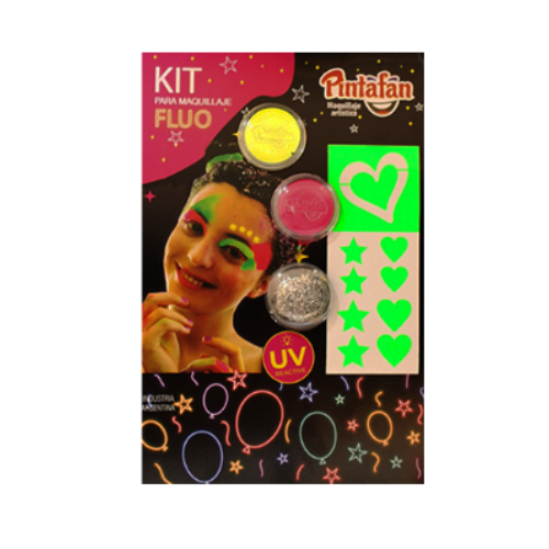 Producto - kits mix fluo face stickers corazon 2 acua fluo + 1 glitter