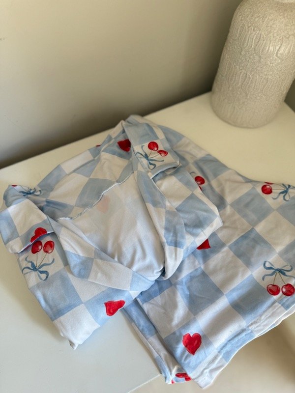 Producto - Pijama corto camisero modal cute Celeste - 1