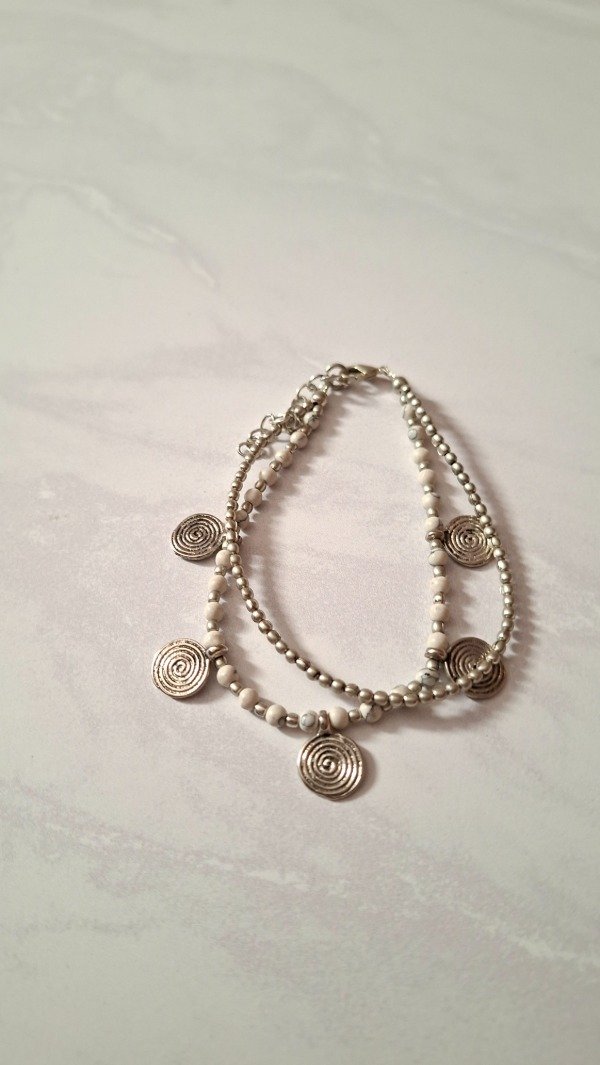 Producto - Tobillera hindú azteca blanco 26cm