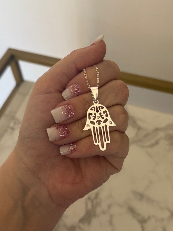 Producto - Cadena con dije FATIMA acero blanco