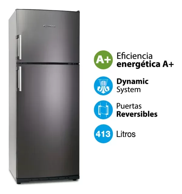 Producto - Heladera acero inox. con freezer KOHINOOR 413 lts
