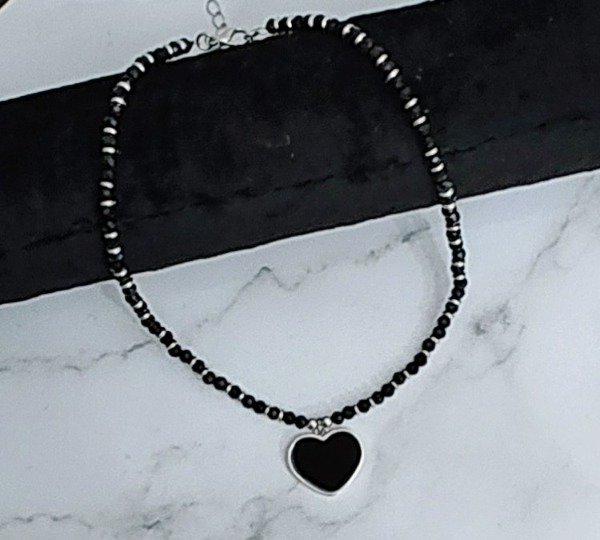 Producto - Chocker Roca de Cristal Corazón Esmaltado