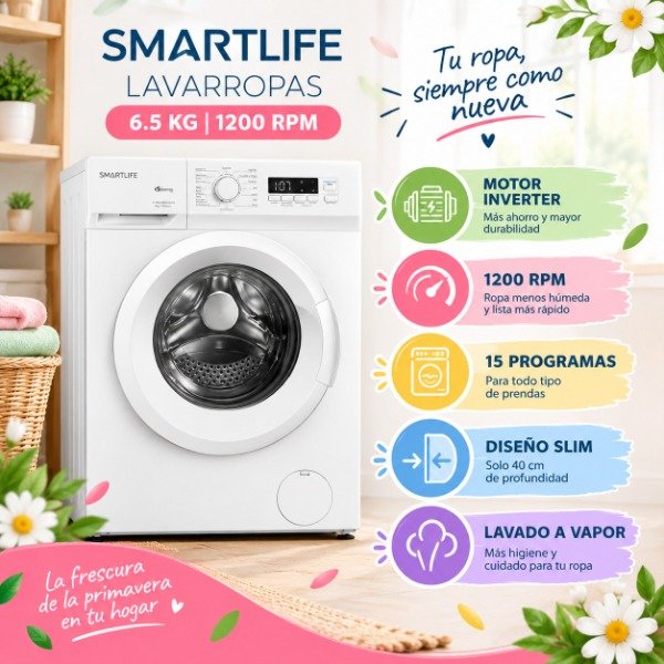 Producto - LAVARROPAS SMARTLIFE 6,5 KG INVERTER BLANCO 1200RPM