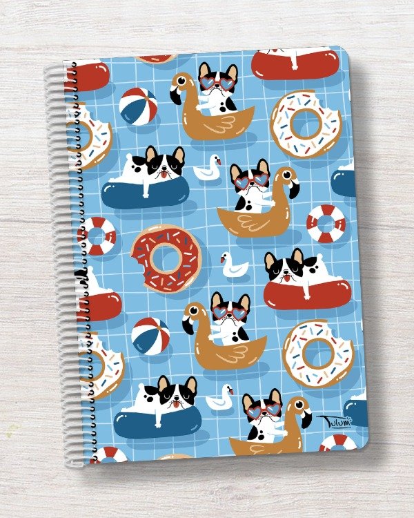 Producto - Cuaderno A4 tapa rígida plástica 100h dis. perritos