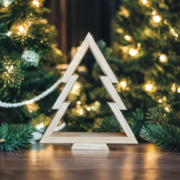 Producto - Arbol de madera pino rustico, minimalista, escandinavo, navidad