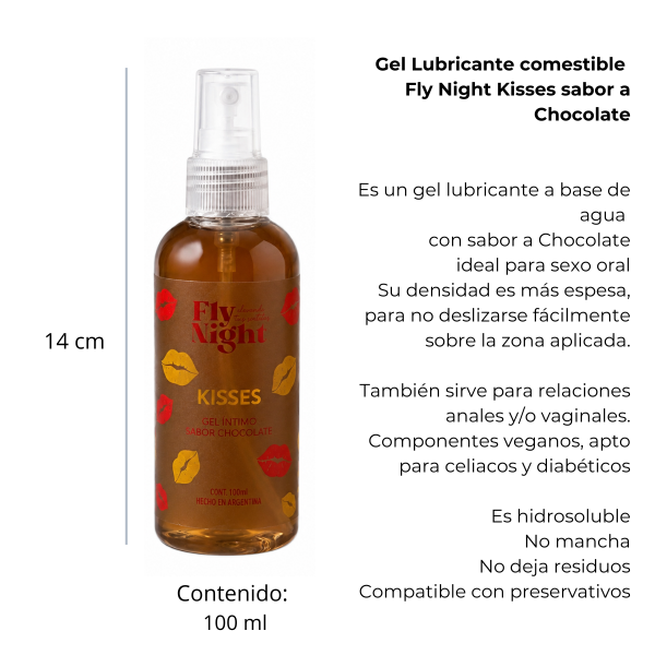 Producto - Gel Lubricante comestible Kisses Fly Night sabor a Chocolate 100ml - 2
