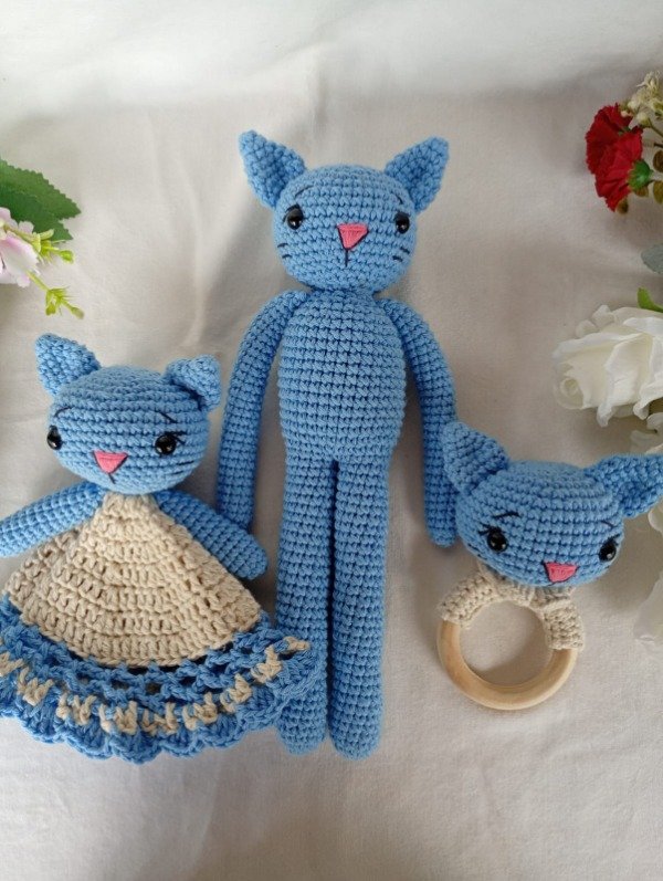 Producto - Kit De Apego Gatita- Manta+Amigurumi+Sonajero - 0