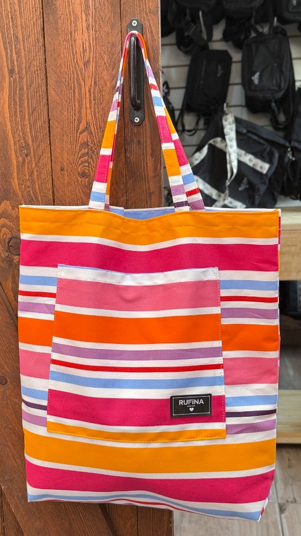 Producto - Bolsa reutilizable rayada de colores
