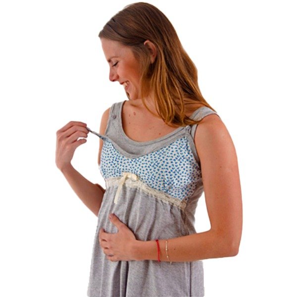 Producto - Camison Maternal Musculosa Frente Estampado Mariana K Art.5457
