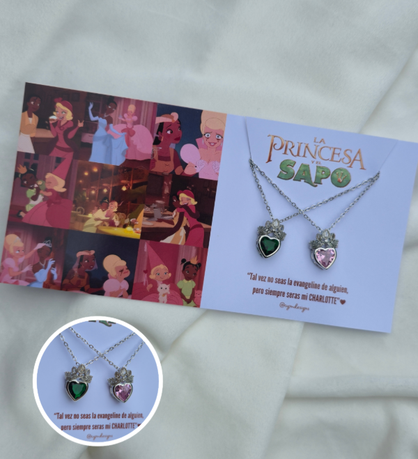 Producto - Par de collares corona inspirados en la princesa y el sapo (Tiana y Charlotte)
