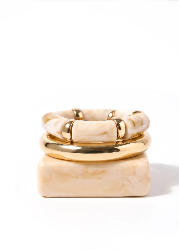 Producto - Pulsera Resina Cuadrada Crema pack x 3 - 0
