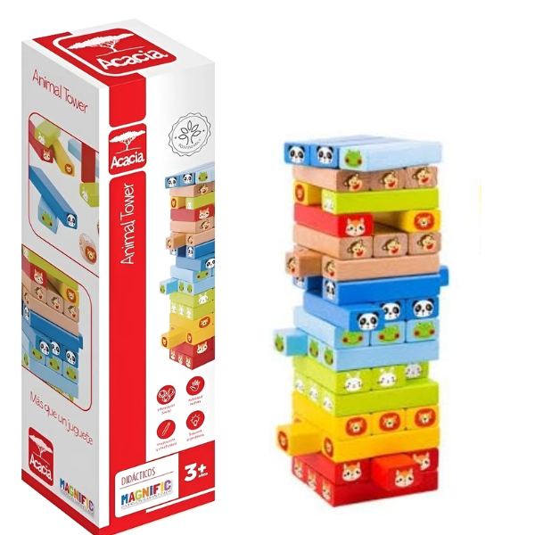 Producto - Juego Didáctico Torre Apilable De Animales Madera Magnific - 0