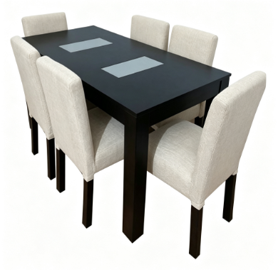 Producto - Juego de Comedor 6 Sillas Reforzadas + Mesa MDF Negra - Oferta - 1