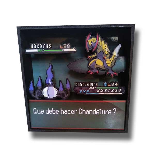 Producto - Cuadro 3d Pokemon Chandelure vs Haxorus