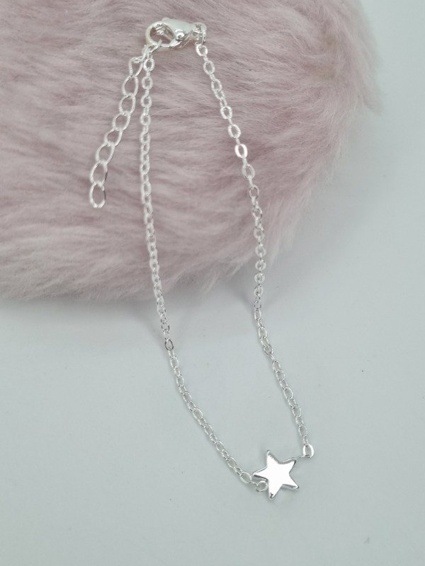 Producto - Pulsera acero blanco dije estrella lisa plana