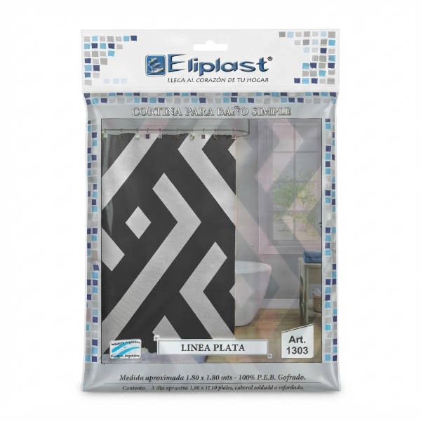 Producto - CORTINA SIMPLE PLATA ELIPLAST ART.1303
