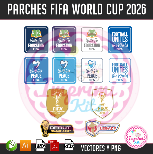 Producto - Pack Vectores Parches WC 2026 Mangas Parches Mundial 2026 DTF PNG