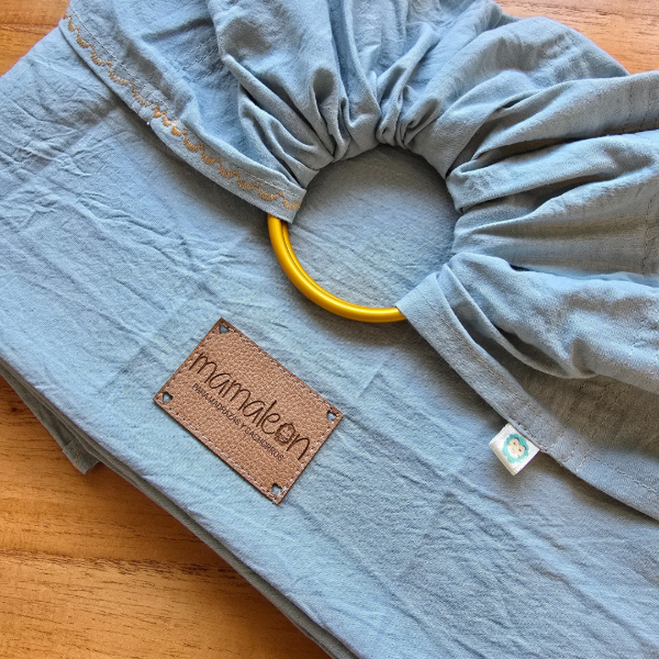 Producto - Bandolera Celeste/Doradas