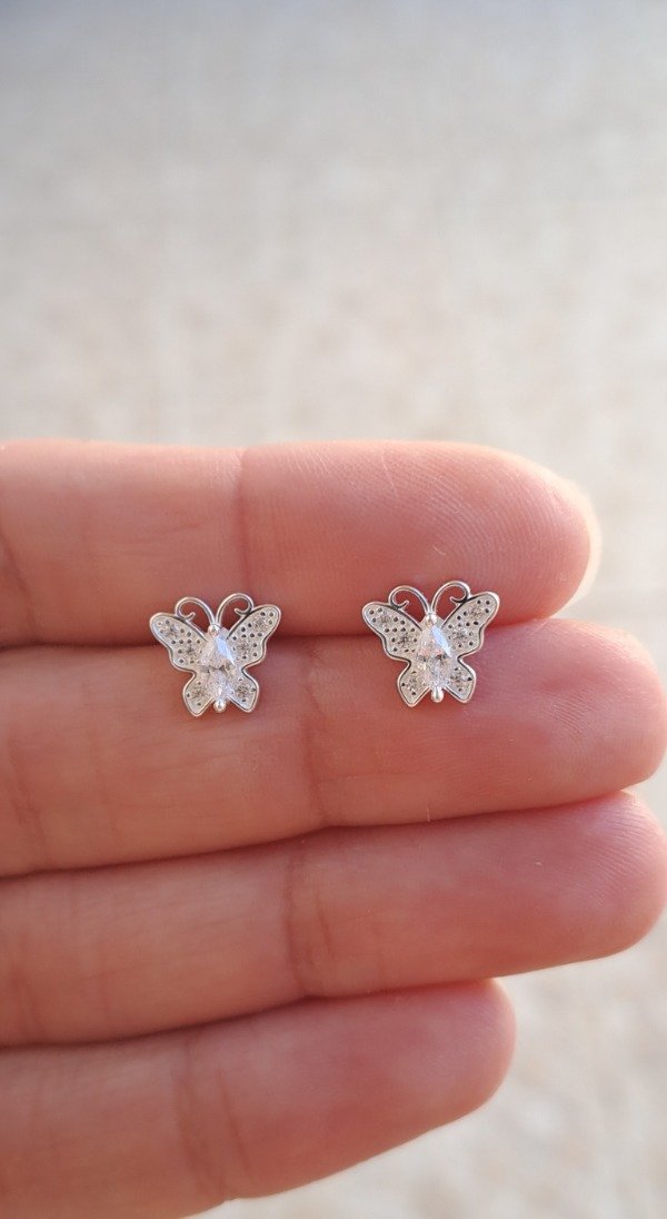 Producto - Aros de Plata Mariposas con Cubics (por par)