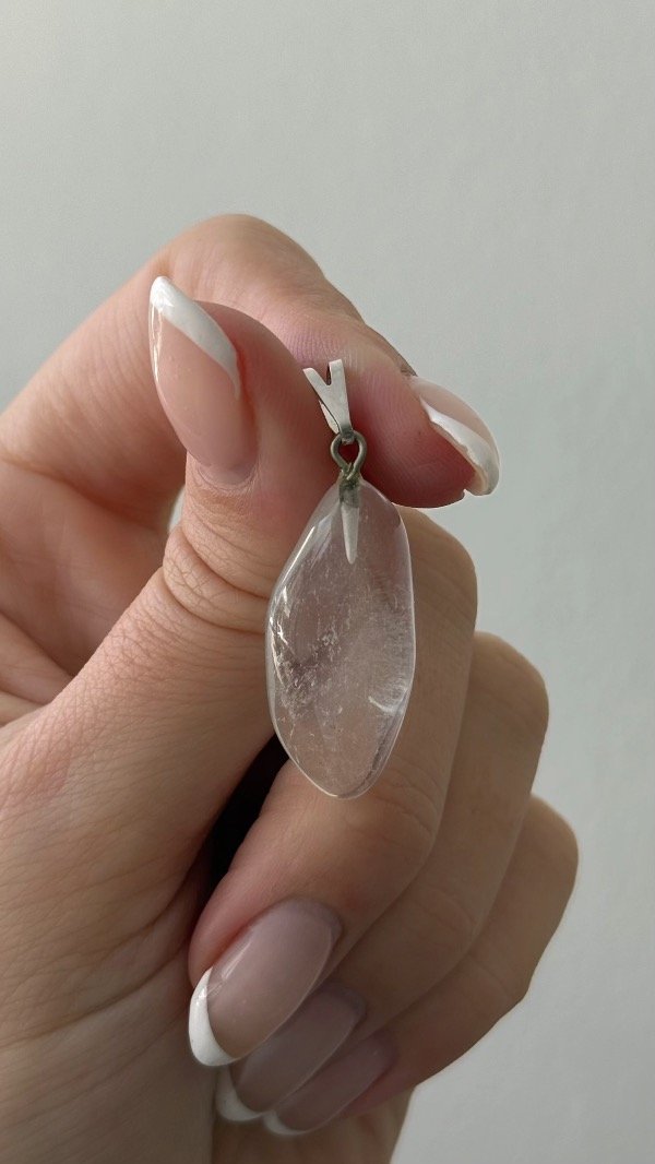 Producto - Dije CUARZO CRISTAL rolado BAÑO PLATA