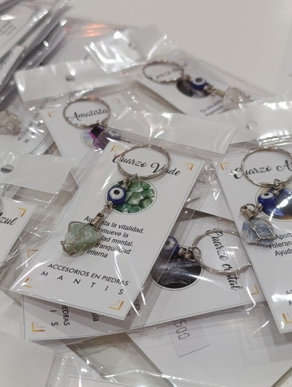 Producto - Llavero piedra natural más ojo turco