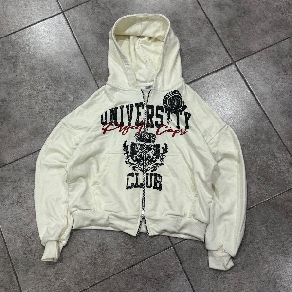 Producto - CAMPERA BOXY DOBLE ZIP UNIVERSITY NATURAL